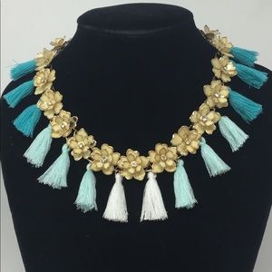 SOLD  Flower Turquoise Ombré TASSEL Necklace